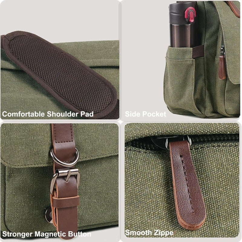 Mactso Canvas Messenger Bag for Men Women,Travel Satchel Shoulder bag 15.6 Inch Laptop Bag briefcase Business - Image 4